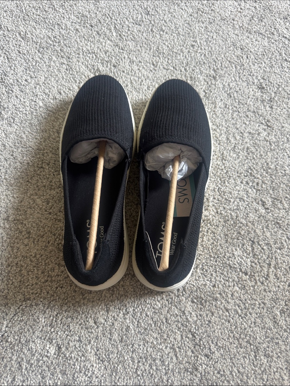 TOMS Black Knit Slip-On Flats